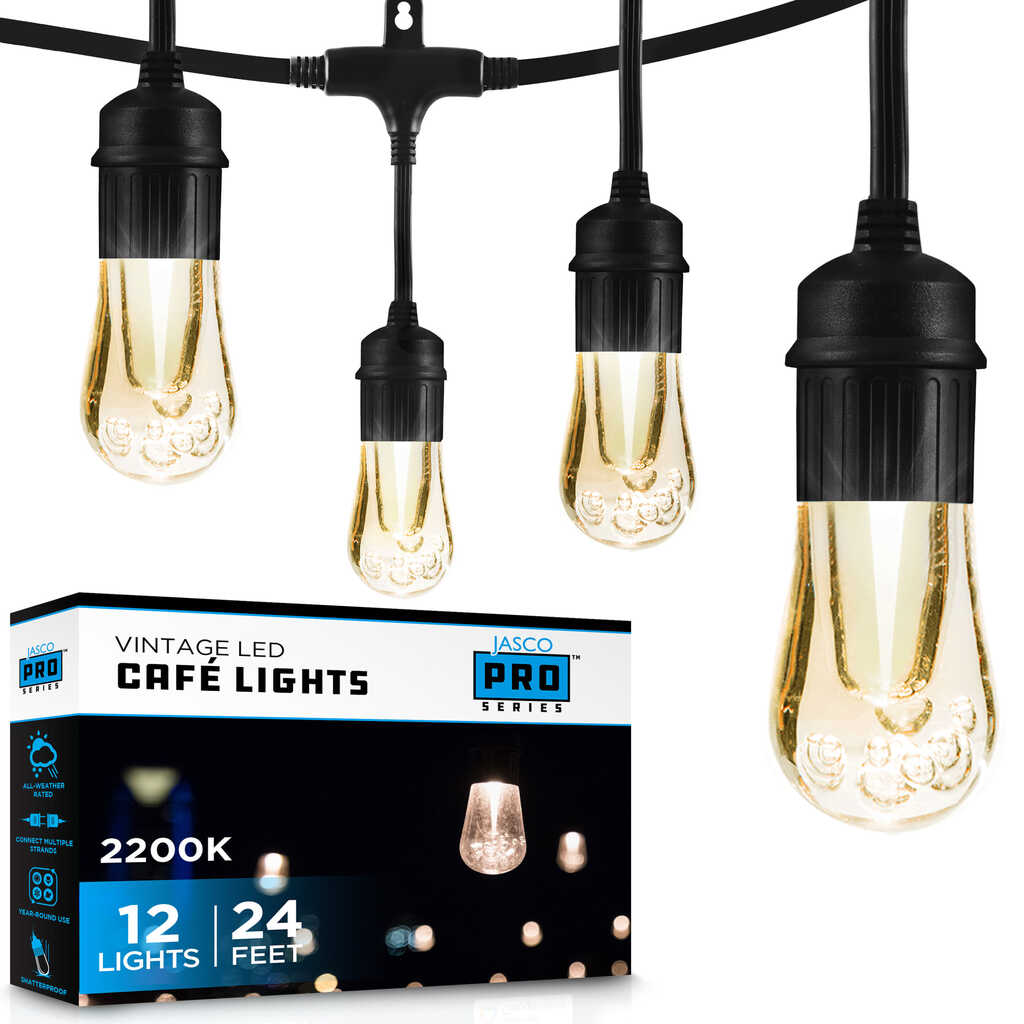 JascoPro Series Vintage LED Cafe Lights, 24ft | 66898