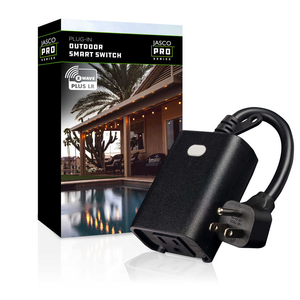 JascoPro Series Z-Wave Outdoor Plug-in Switch, 1 Outlet, Grounded, Black, 800S | 76722
