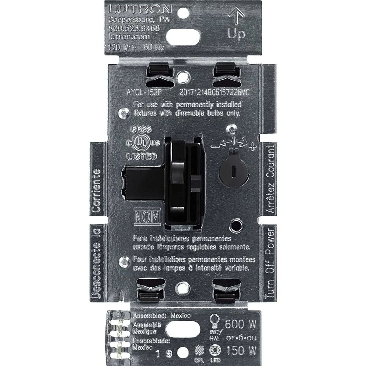 Lutron Ariadni LED+ Dimmer Switch | Retail Packaging | Single-Pole / 3-Way | AYCL-153PH