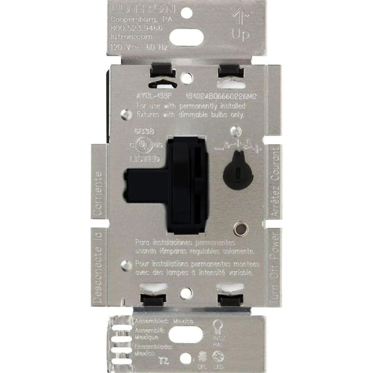 Lutron Ariadni LED+ Dimmer Switch 250W LED / 600W Inc/Hal - Single-Pole/3-Way | AYCL-253P