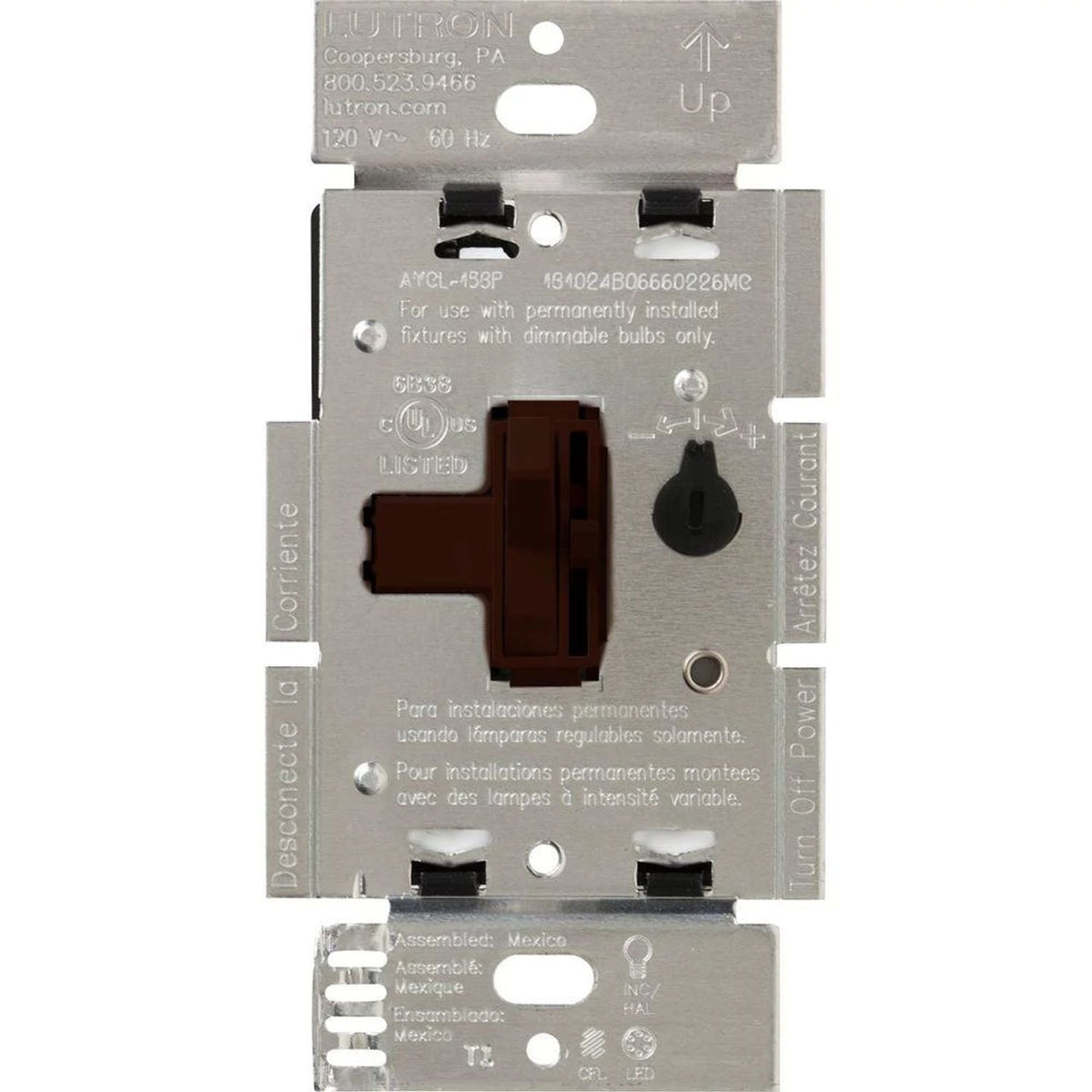 Lutron Ariadni LED+ Dimmer Switch 250W LED / 600W Inc/Hal - Single-Pole/3-Way | AYCL-253P