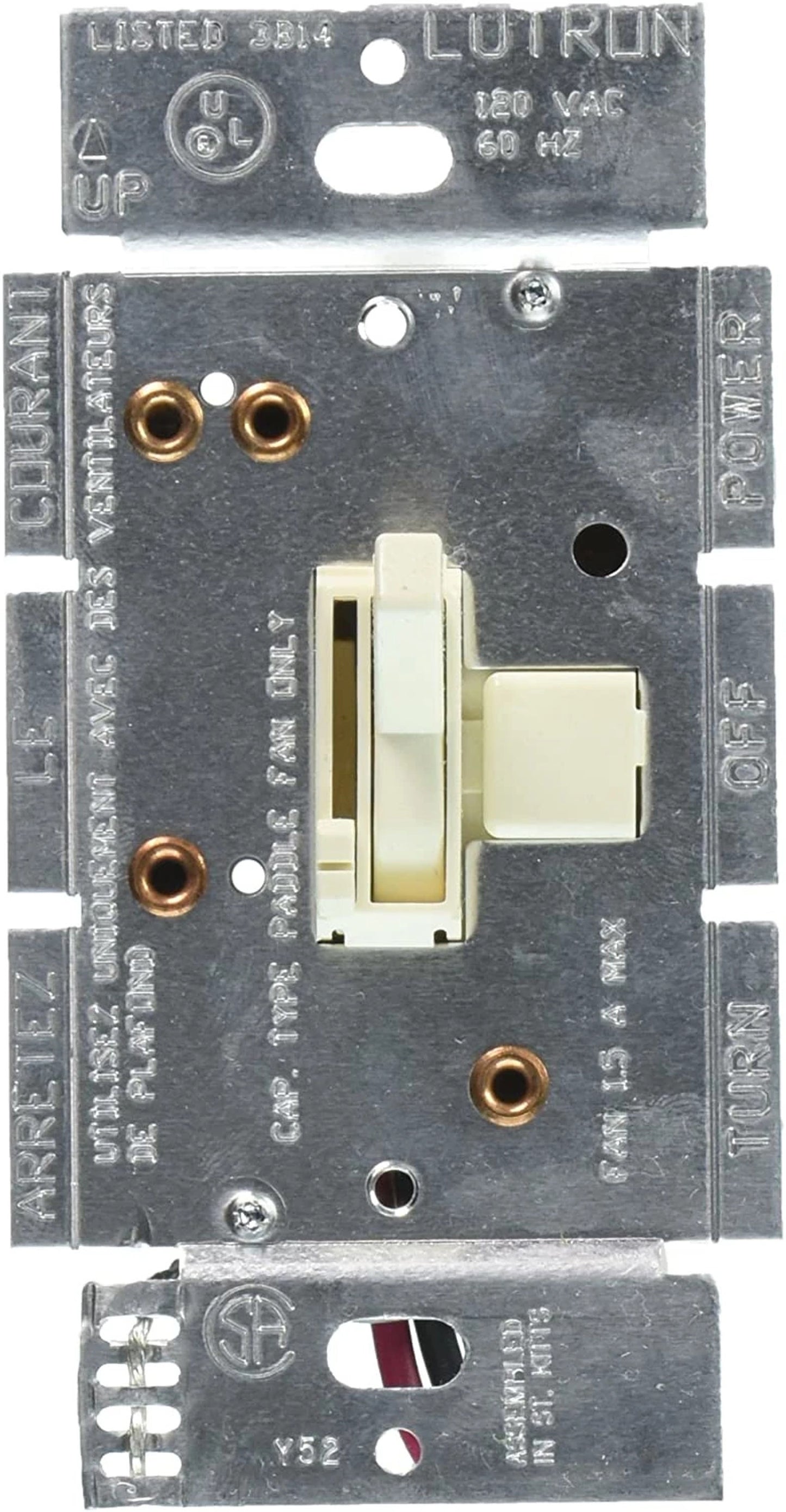 Lutron Ariadni Quiet 3-Speed Fan Control, 1.5A, Single Pole/3-Way | AYFSQ-F