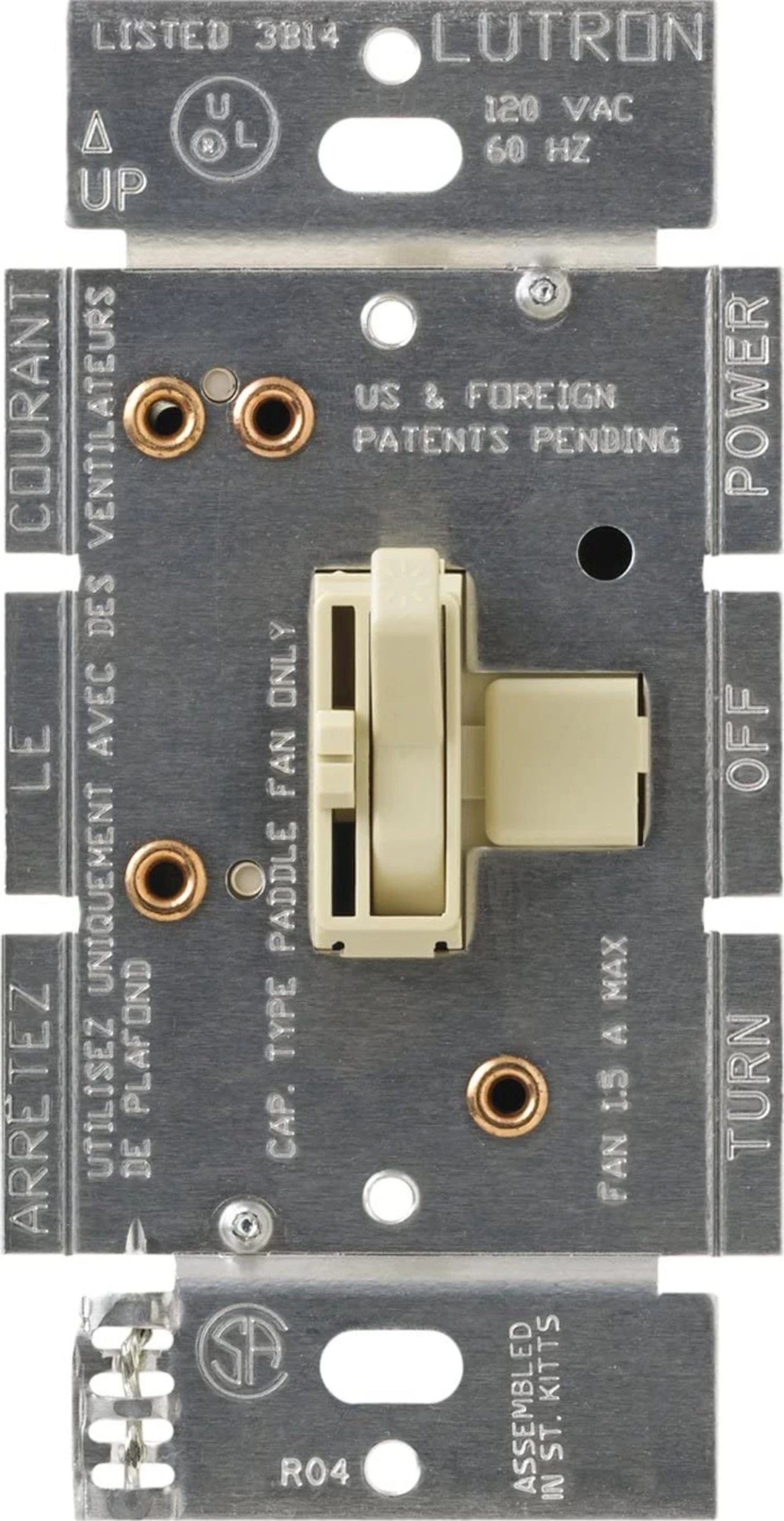 Lutron Ariadni Quiet 3-Speed Fan Control, 1.5A, Single Pole/3-Way | AYFSQ-F