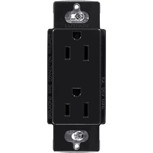 Lutron Claro 15 Amp Duplex Outlet, Black