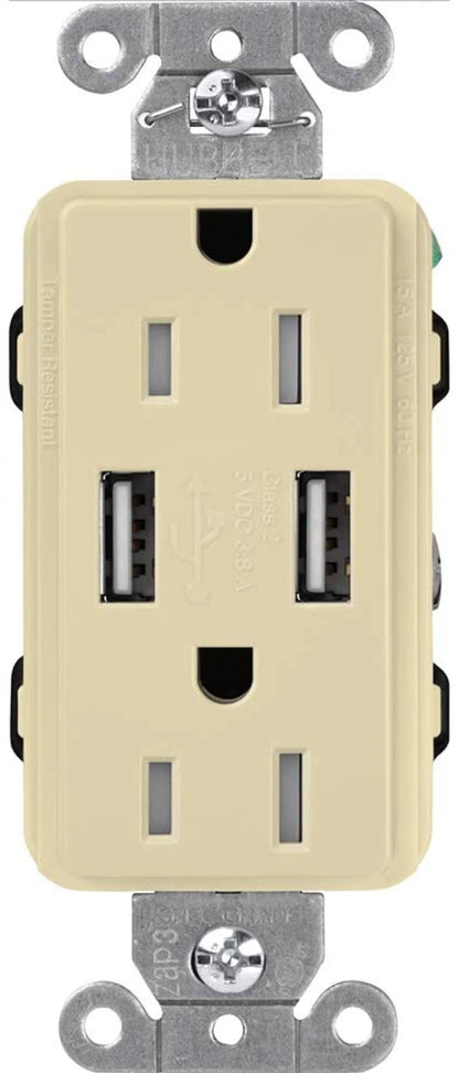 Lutron Tamper-Resistant USB Receptacles - 15A 125V | CAR-15-UBTR-XX