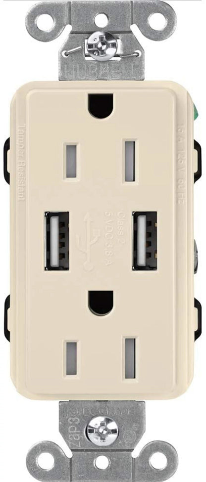 Lutron Tamper-Resistant USB Receptacles - 15A 125V | CAR-15-UBTR-XX