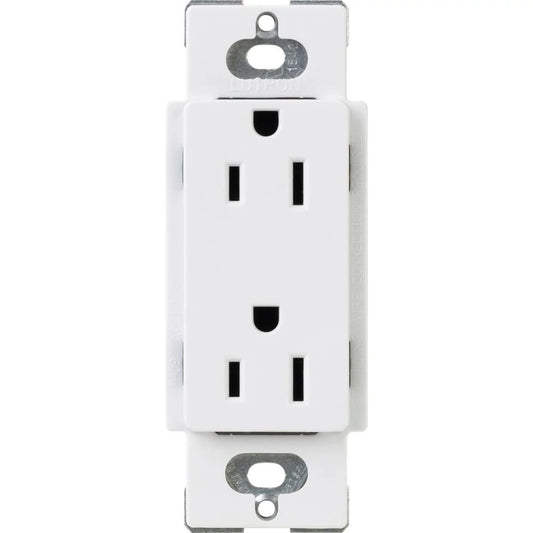 Lutron Claro 15 Amp Duplex Outlet, White