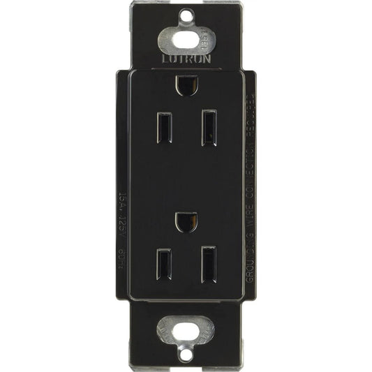 Lutron Claro Tamper-Resistant Duplex Receptacle, 15 Amp, Black