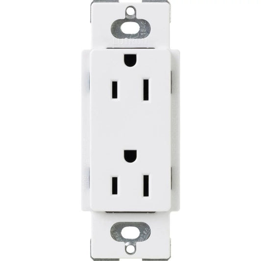 Lutron Claro Tamper-Resistant Duplex Receptacle, 15 Amp, White