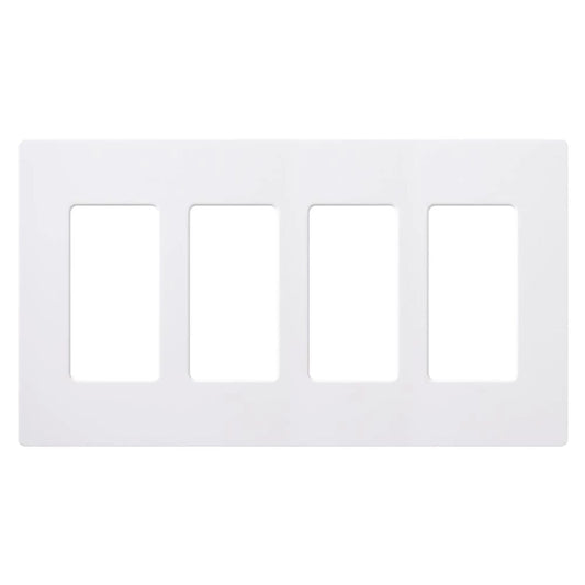 Lutron Claro 4-Gang Wallplate (White) - 12-Pack Contractor Box | CW-4-WH