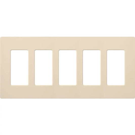 Claro Wallplate, Gloss Finish, Five-gang in almond
