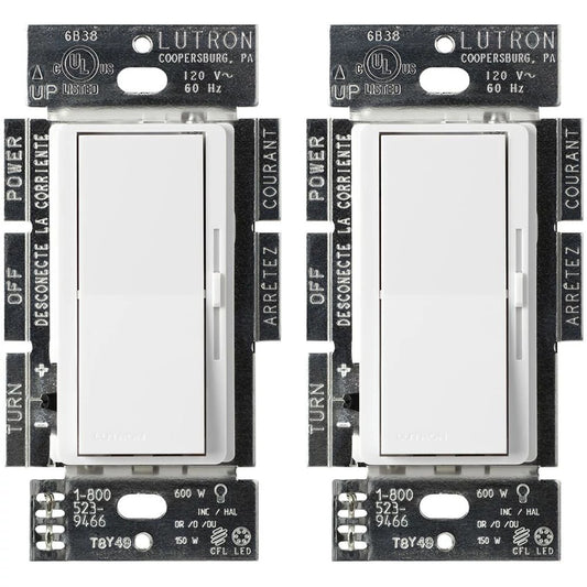 Marketing Image of the SKU DVCL-153P-WH-2-C Lutron Diva LED+ Dimmer Switch, 150W LED, Single-Pole/3-Way, No Neutral, 120V, 2-Pack | DVCL-153P-WH-2-C Displayed for Marketing Usage