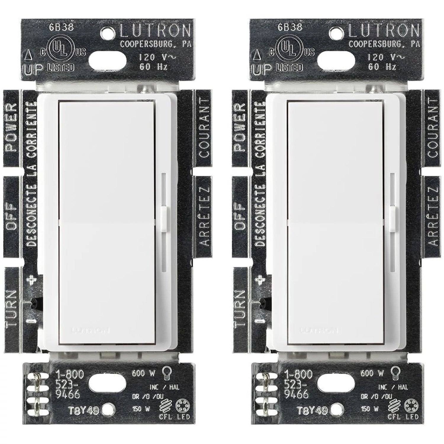 Marketing Image of the SKU DVCL-153P-WH-2-C Lutron Diva LED+ Dimmer Switch, 150W LED, Single-Pole/3-Way, No Neutral, 120V, 2-Pack | DVCL-153P-WH-2-C Displayed for Marketing Usage