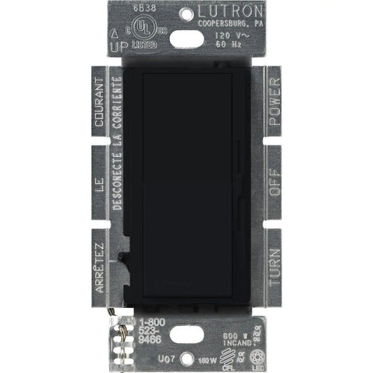 Diva gloss dimmer for 250W CFL/LED, 600W inc/hal, or Lutron Hi-Lume A-Series LTE LED Driver in black