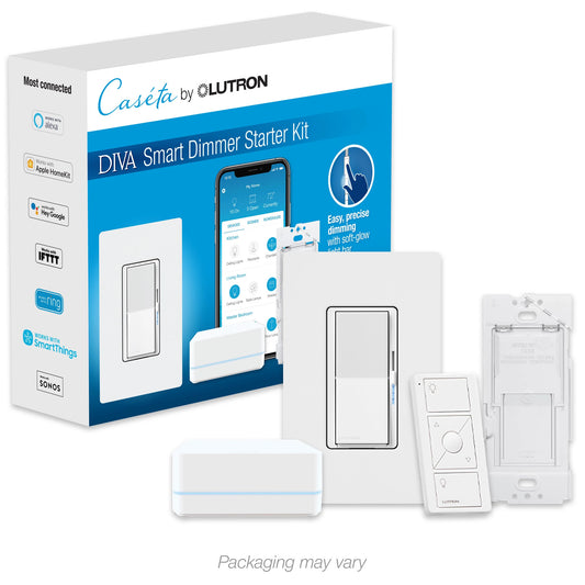 Lutron Caseta Diva Smart Dimmer Starter Kit | DVRF-BDG-1D-C