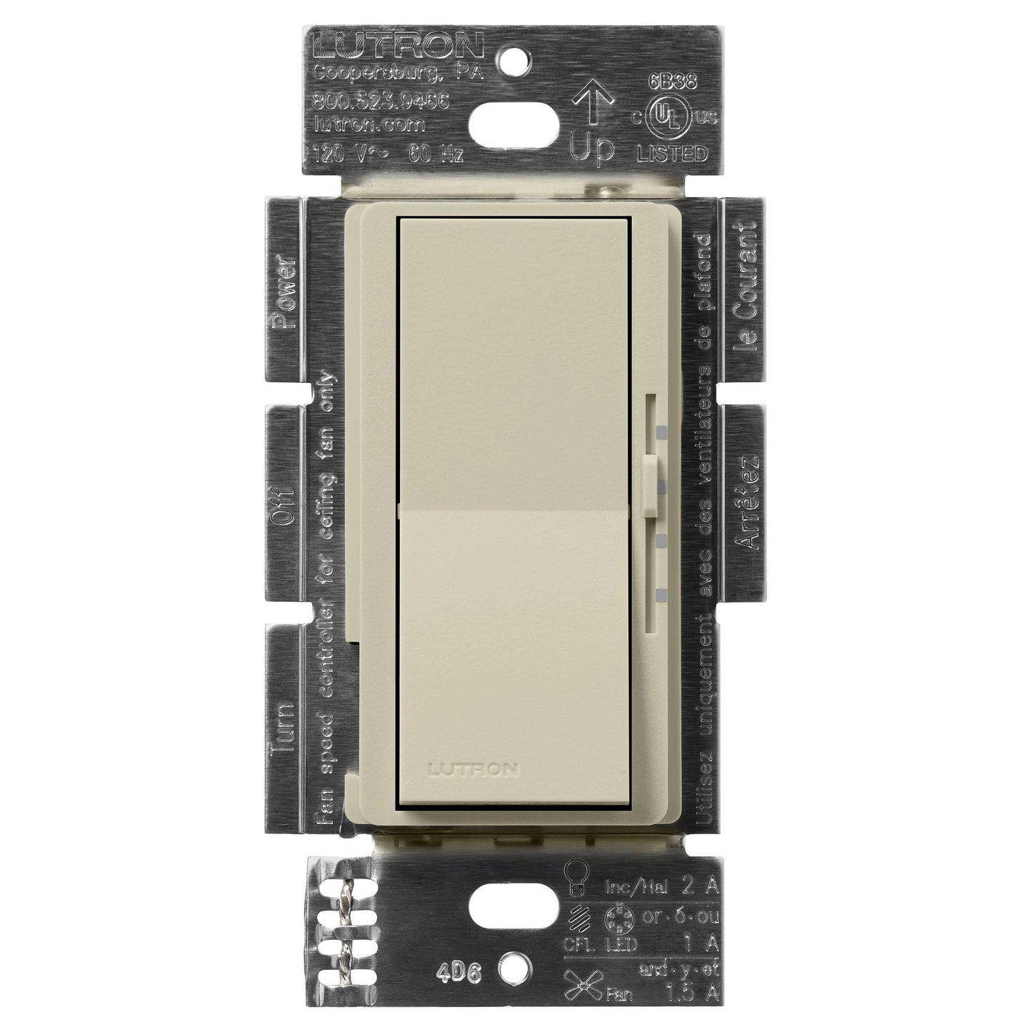 Lutron Diva 3-Speed Fan & Light Control - Single Pole | DVSCFSQ-LF