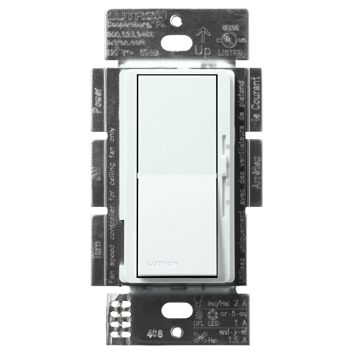 Lutron Diva 3-Speed Fan & Light Control - Single Pole | DVSCFSQ-LF