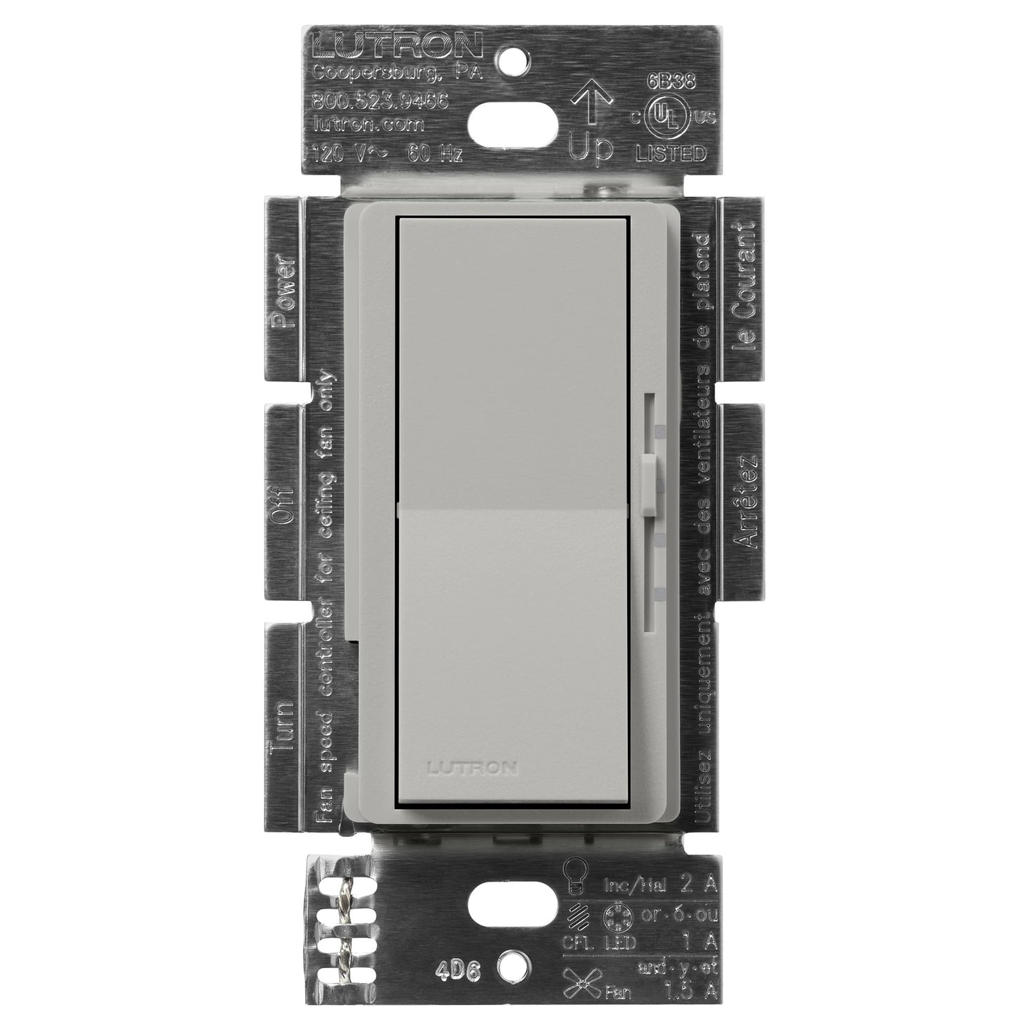 Lutron Diva 3-Speed Fan & Light Control - Single Pole | DVSCFSQ-LF