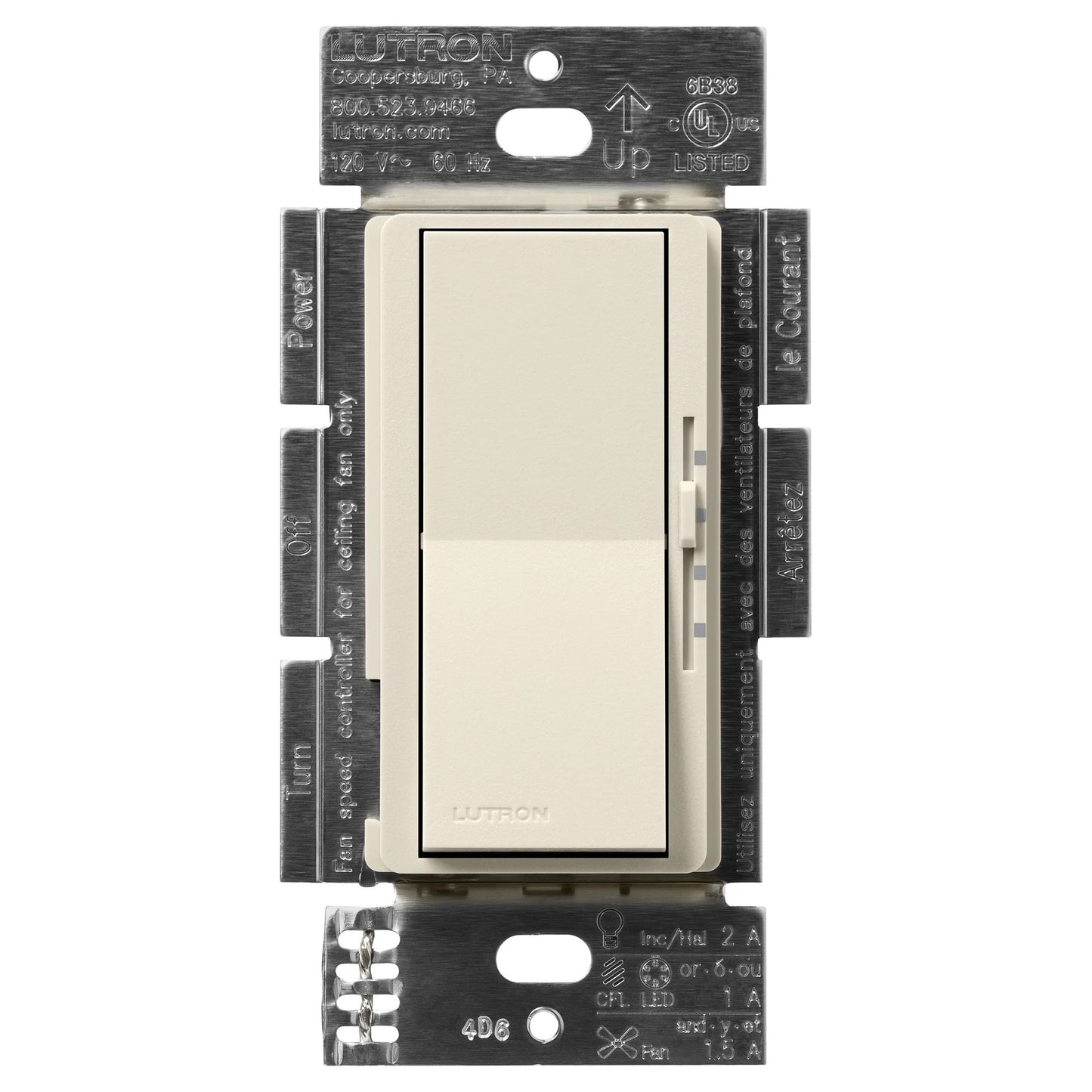 Lutron Diva 3-Speed Fan & Light Control - Single Pole | DVSCFSQ-LF