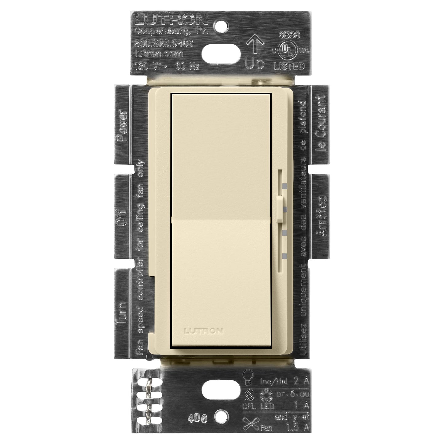 Lutron Diva 3-Speed Fan & Light Control - Single Pole | DVSCFSQ-LF