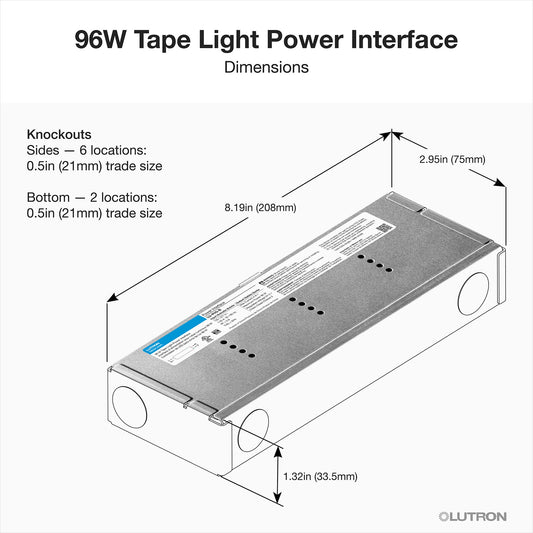 Lutron Lumaris 96 W power interface installation detail, SKU LU-PH3-B
