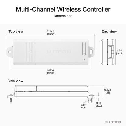 Lutron Lumaris multi-channel wireless controller wiring overview, SKU RRL-MWCL-WH