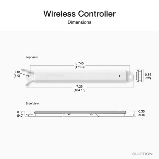 Lutron Lumaris wireless controller wiring overview for tunable white tape light, SKU RRL-TWC-WH