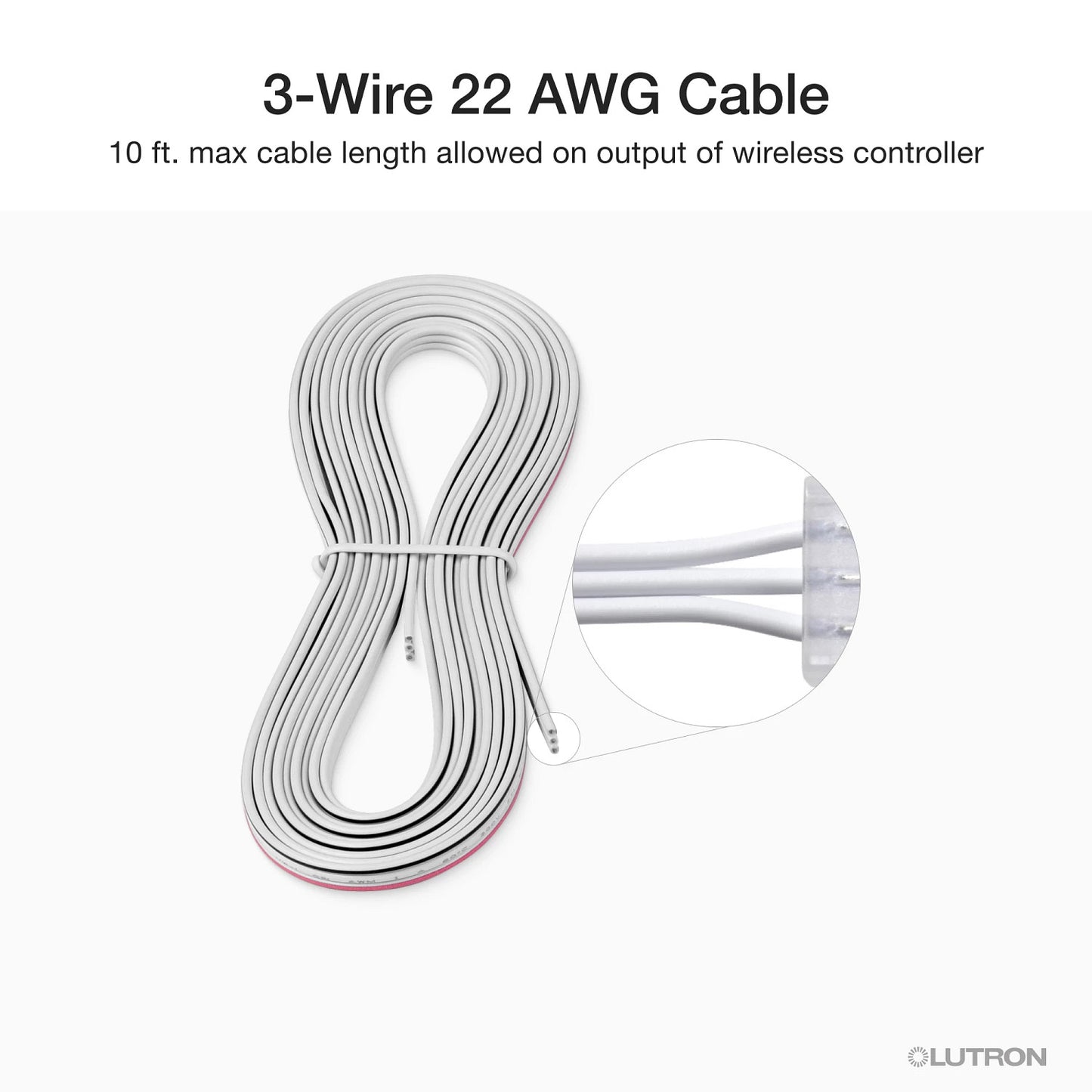 Lutron Lumaris 3-conductor 22 AWG wire 50 ft spool for tunable white tape light, SKU LU-WK1-TW