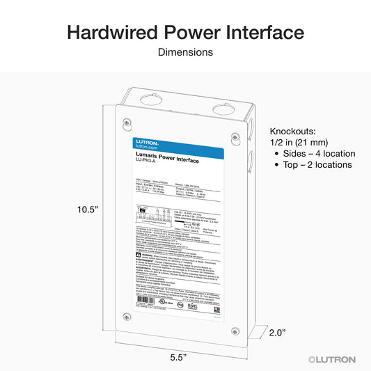 Lutron Lumaris hardwired power interface multi-controller configuration, SKU LU-PH3-A