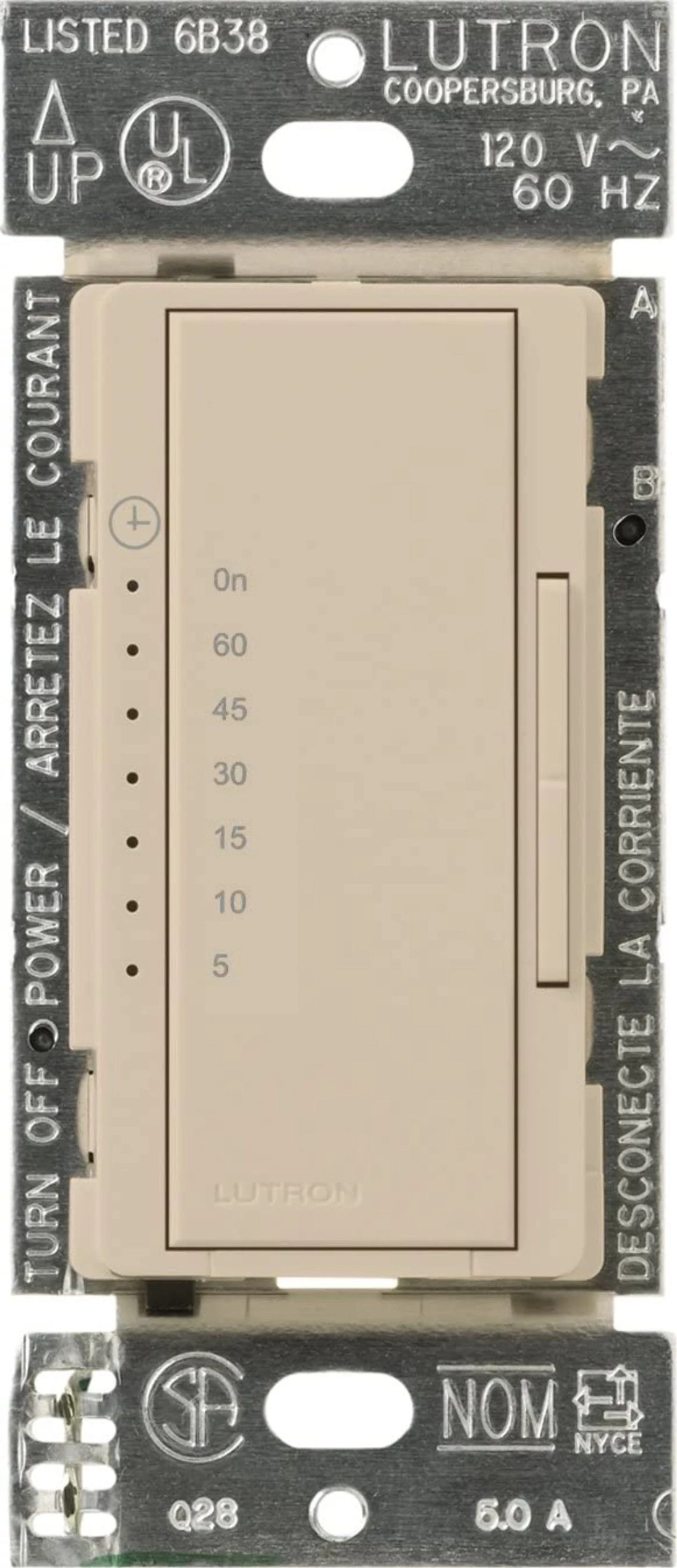 Lutron Maestro Countdown Timer - 600W/3A Fan, Neutral Required | MA-T51MN