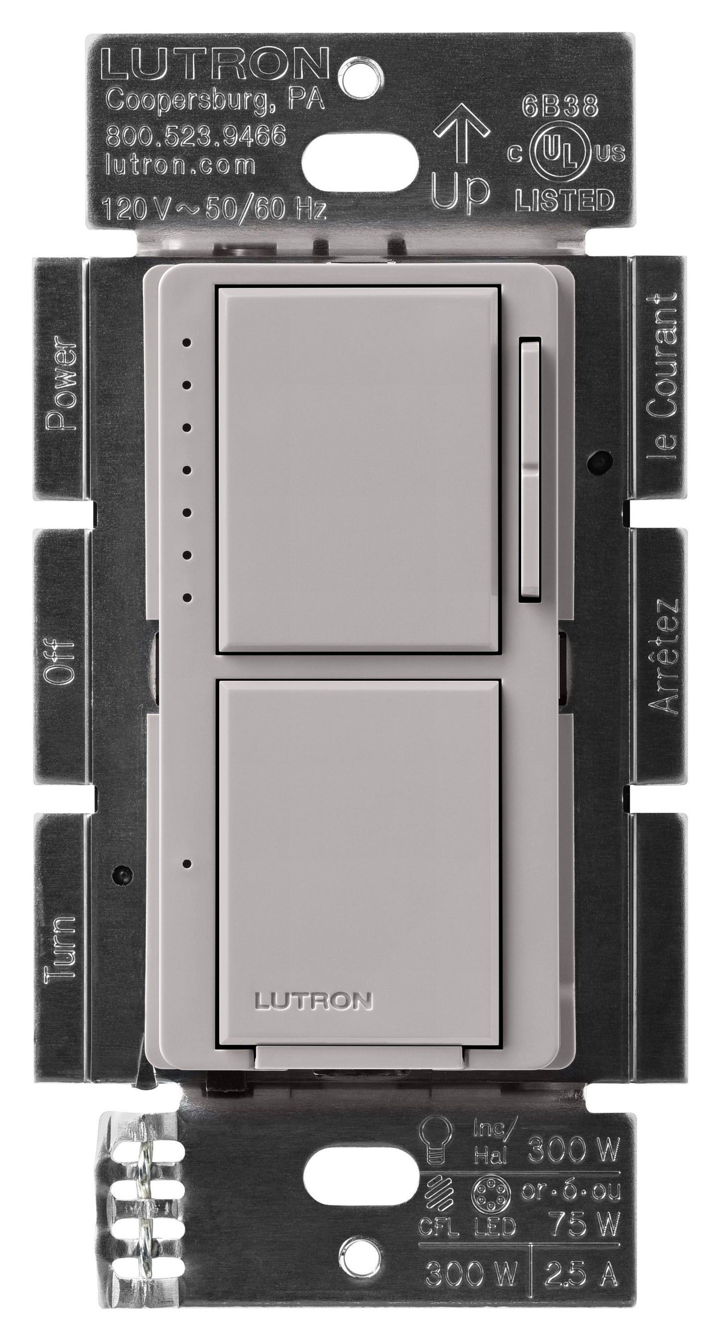Lutron Maestro Dual Control - LED+ Dimmer & On/Off Switch | MACL-L3S25