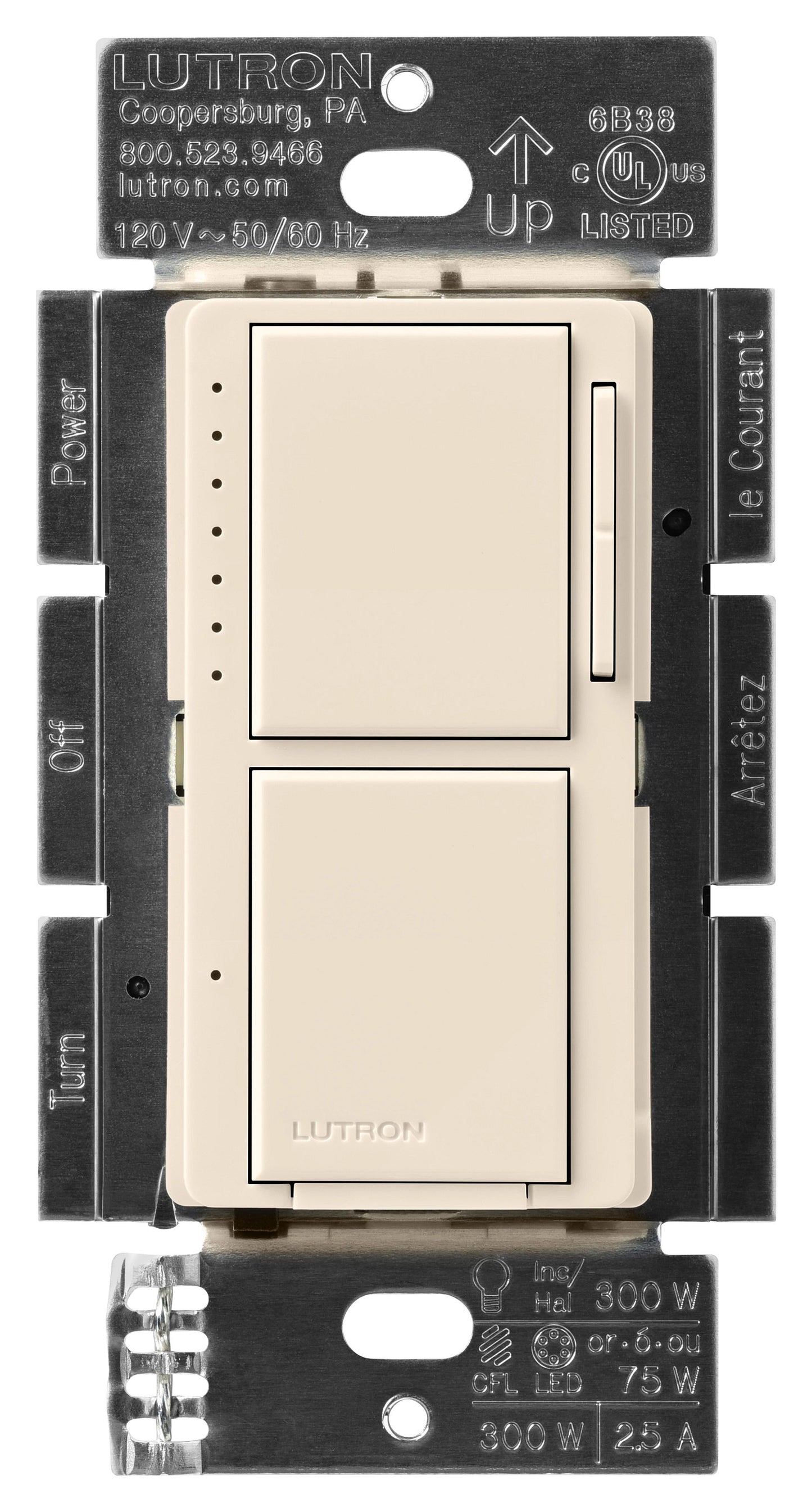 Lutron Maestro Dual Control - LED+ Dimmer & On/Off Switch | MACL-L3S25