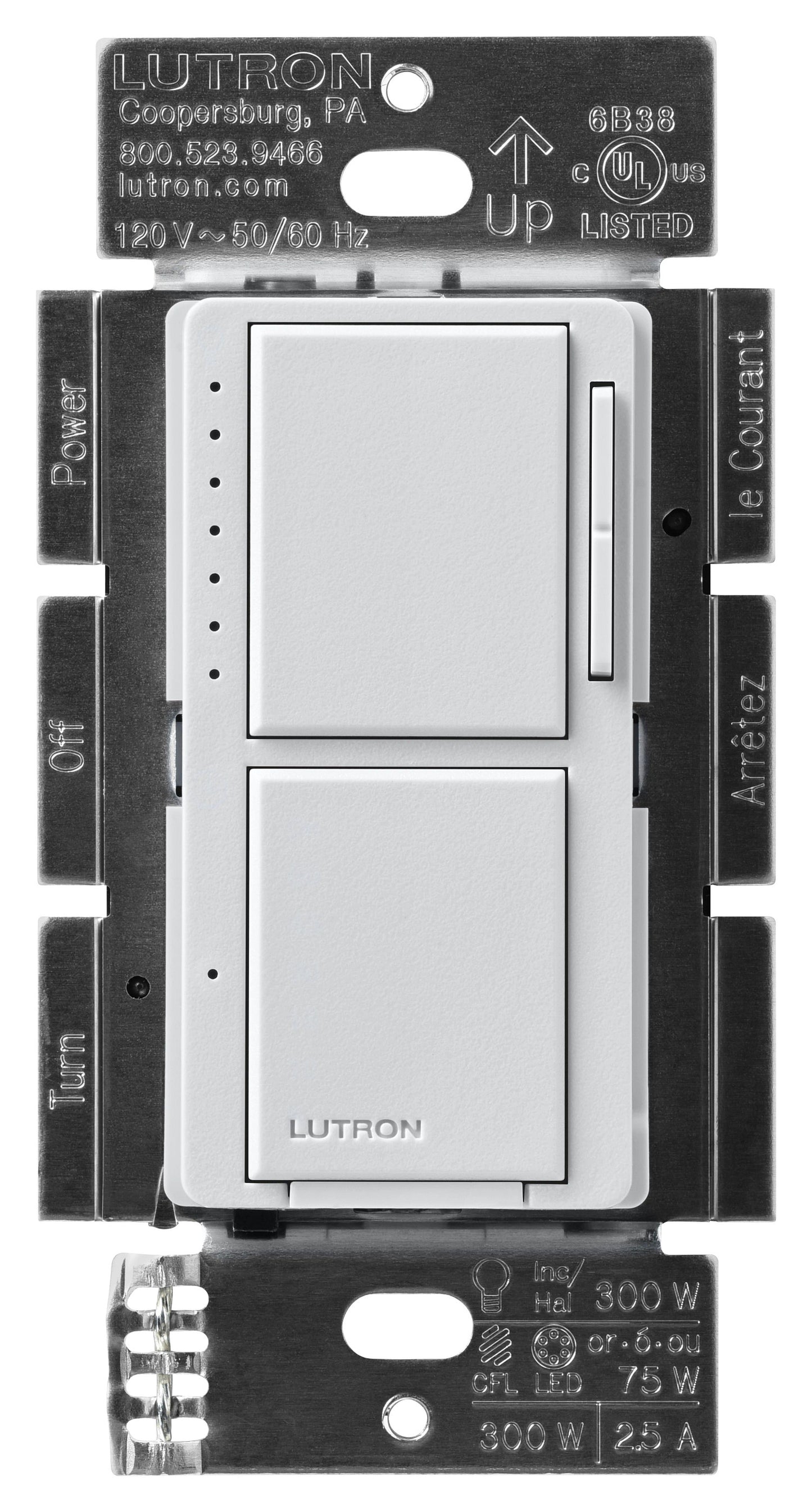 Lutron Maestro Dual Control - LED+ Dimmer & On/Off Switch | MACL-L3S25