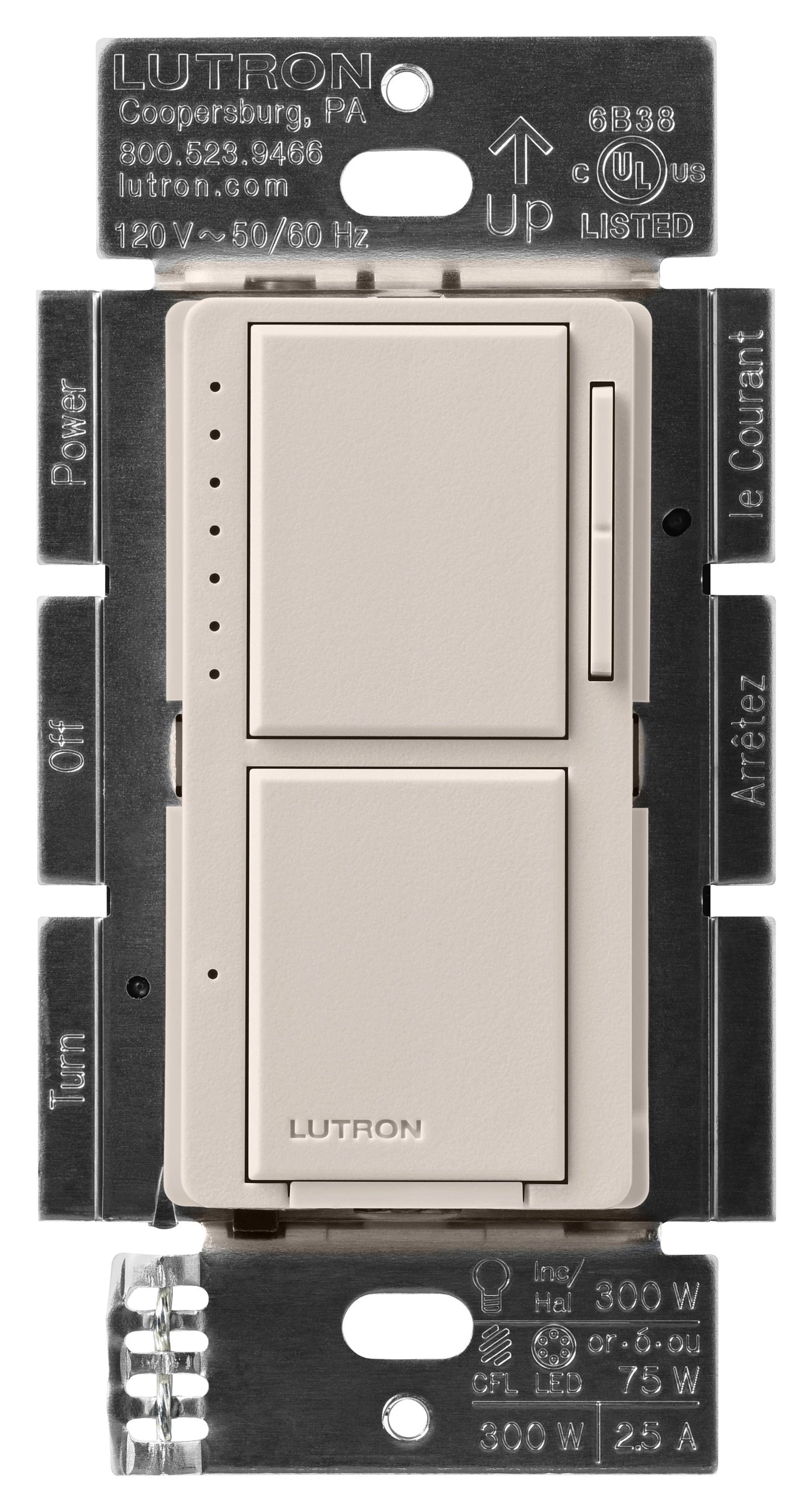 Lutron Maestro Dual Control - LED+ Dimmer & On/Off Switch | MACL-L3S25