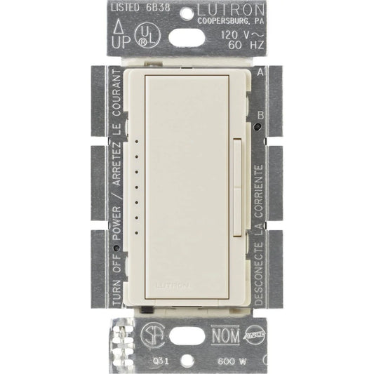 Maestro Dimmer - Gloss Finish, Electronic Low-Voltage, Multi-location/single-pole, 120V/600W in light almond