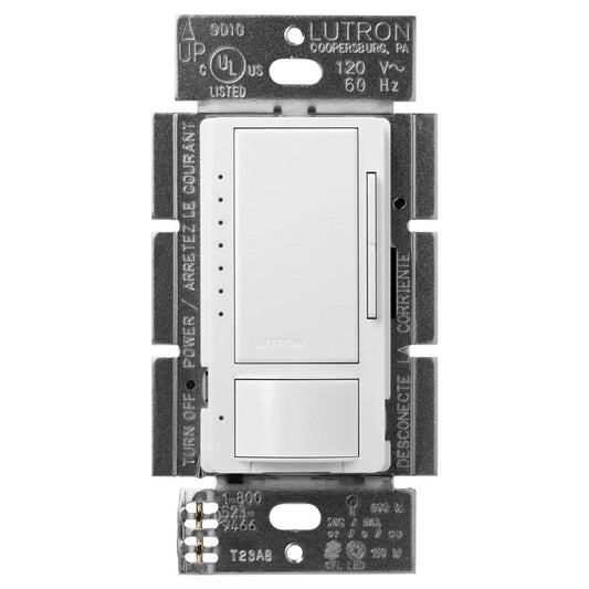 Lutron Maestro LED+ Motion Sensor Dimmer Switch, 150W LED, 120V, Single Pole/Multi-Location, MSCL-OP153M-SW, Snow White