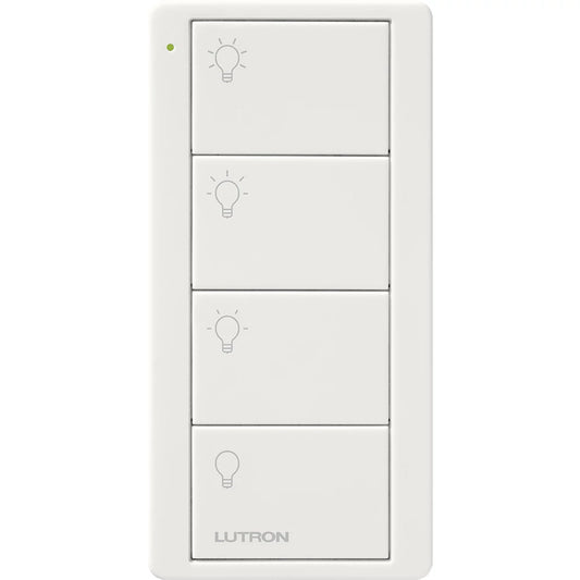 Product Display Visual of the SKU: PJ2-4B-WH-L31P for Marketing of theLutron Pico Smart Remote, 4-Button Scene Control (Light Icons) | PJ2-4B-XX-L31P