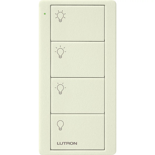 Pico Wireless Control, 4-button, 434 MHz, scene control of lights, standard engraving, in biscuit