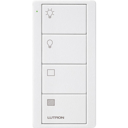 Product Display Visual of the SKU: PJ2-4B-TSW-LS21 for Marketing of theLutron Pico Smart Remote, 4-Button 2-Group Control (Light & Shade Icons) | PJ2-4B-XX-LS21