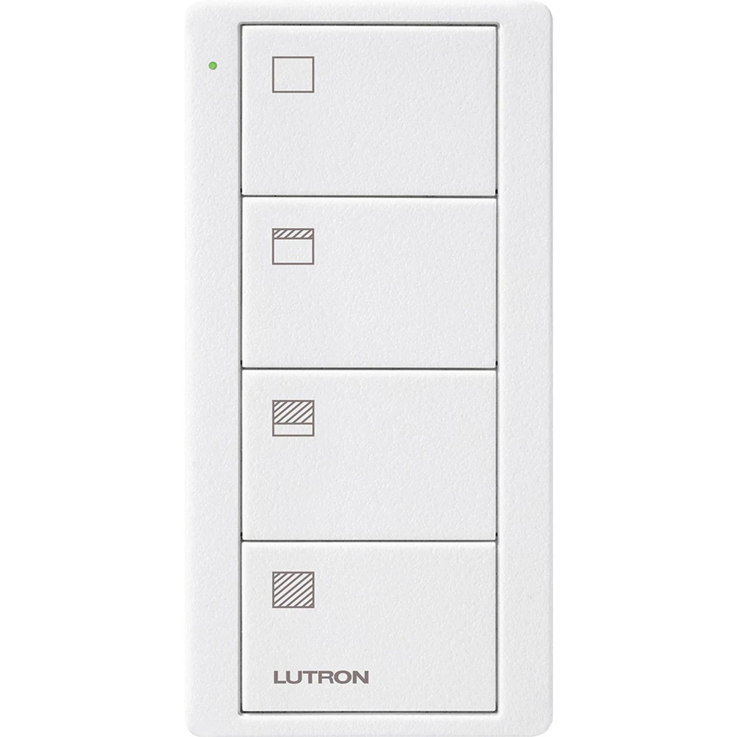 Product Display Visual of the SKU: PJ2-4B-TSW-S31 for Marketing of theLutron Pico Smart Remote, 4-Button Scene Control (Shade Icons) | PJ2-4B-XX-S31