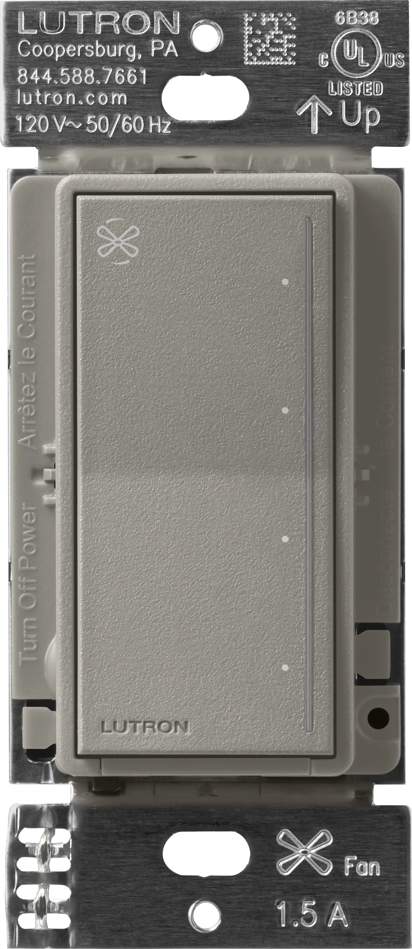 Lutron RadioRA 3 Sunnata Touch Fan Control 1.5A AC Motor Clear Connect Type X - Neutral Required  | RRST-ANF