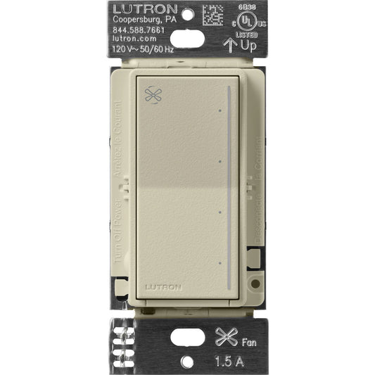 Lutron RadioRA 3 Sunnata Touch Fan Control, 4-Speed, 1.5A Paddle Fan, AC Motor, Single Pole, Neutral Required, 120V, RRST-ANF-CY, Clay