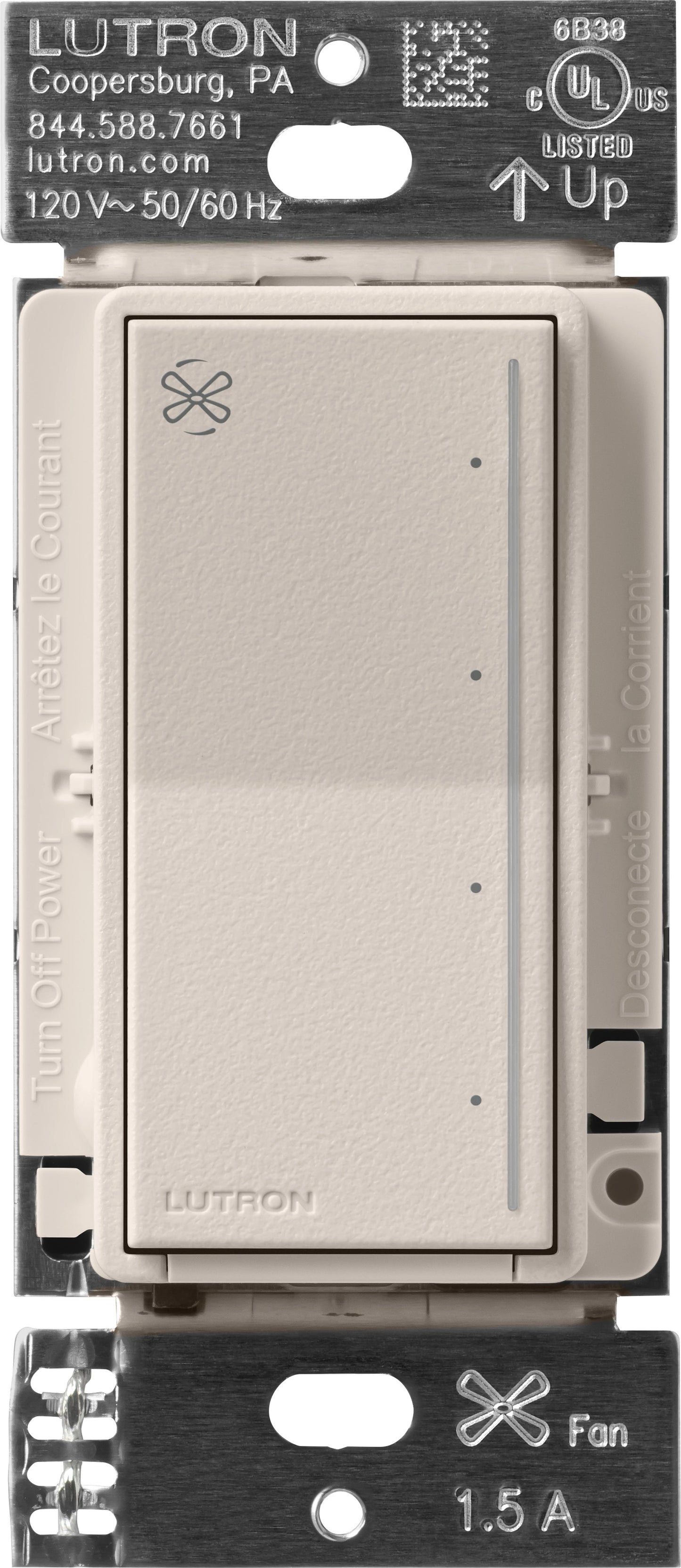 Lutron RadioRA 3 Sunnata RF Fan Speed Control - 1.5A 4-Speed Quiet Control (White) | RRST-ANF-WH