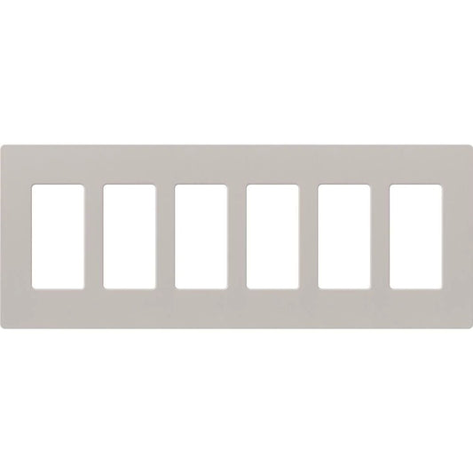 Claro Wallplate, Satin Finish, Six-gang in taupe