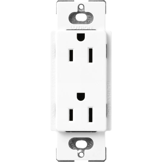 Lutron Claro 15 Amp Duplex Outlet, Brilliant White