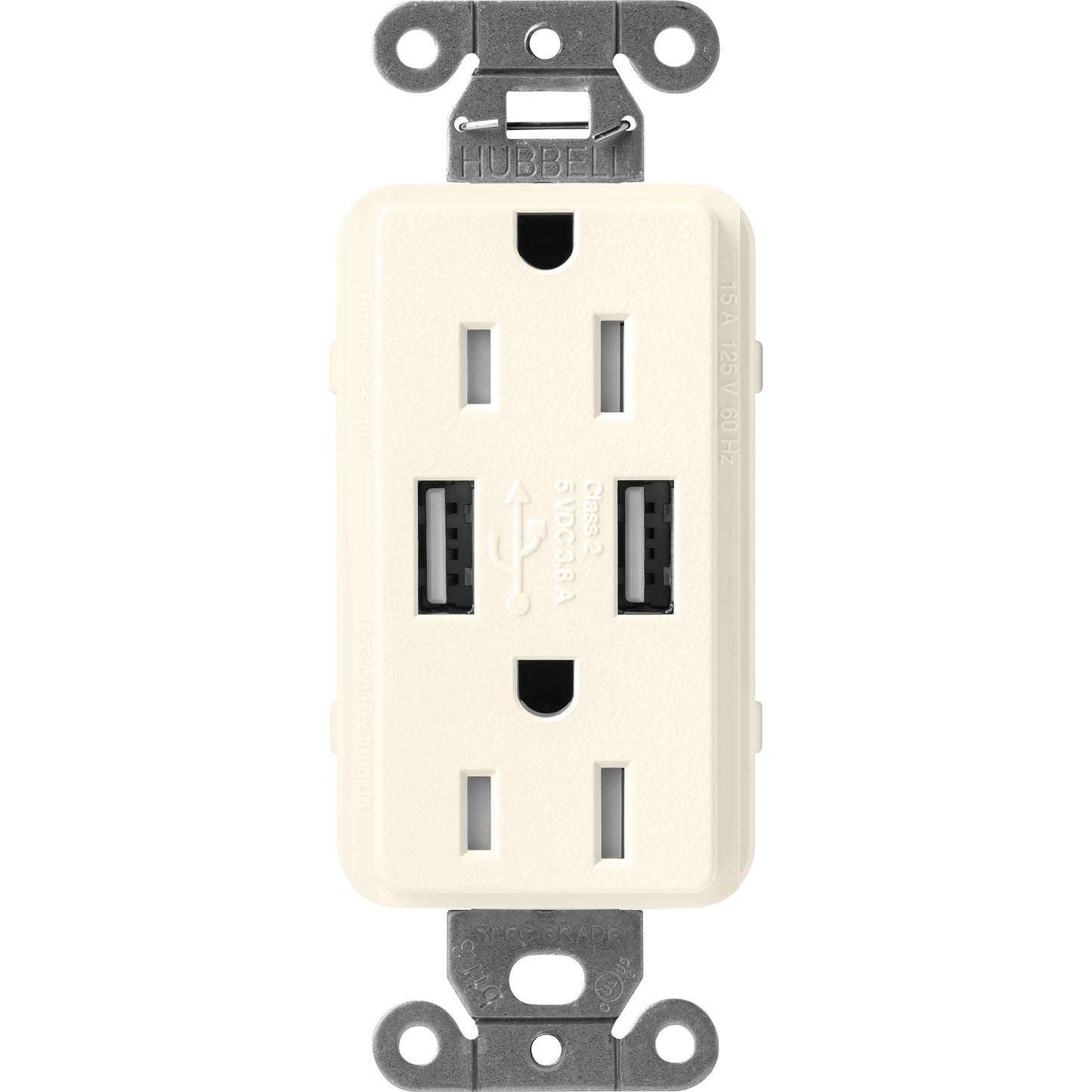 Lutron Tamper-Resistant USB Receptacles - Satin Color 15A 125V | SCR-15-UBTR-XX