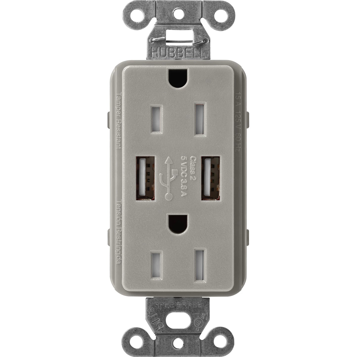Lutron Tamper-Resistant USB Receptacles - Satin Color 15A 125V | SCR-15-UBTR-XX
