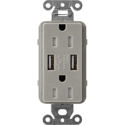 Lutron Tamper-Resistant USB Receptacles - Satin Color 15A 125V | SCR-15-UBTR-XX