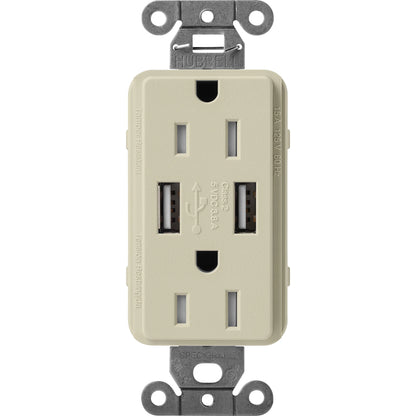 Lutron Tamper-Resistant USB Receptacles - Satin Color 15A 125V | SCR-15-UBTR-XX