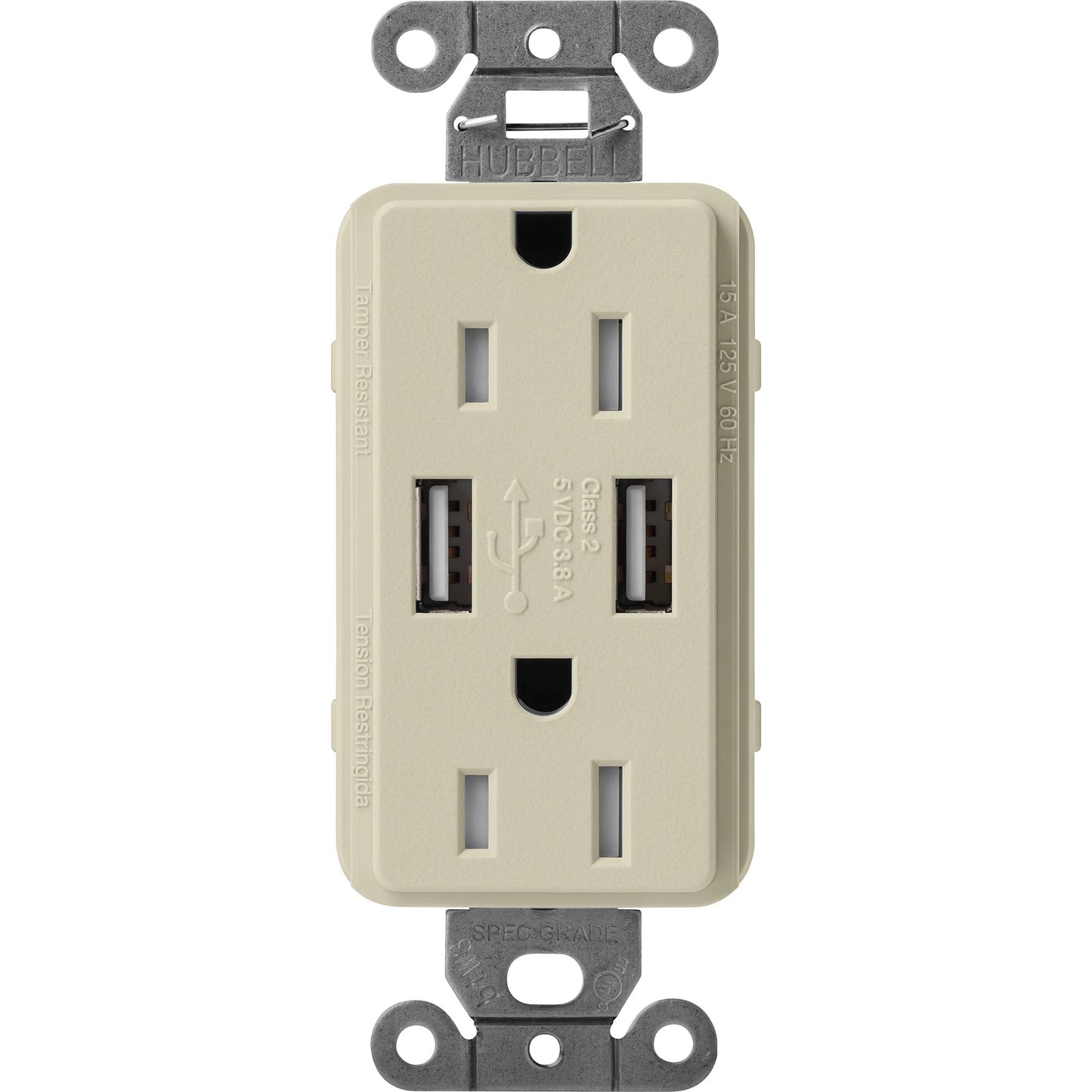 Lutron Tamper-Resistant USB Receptacles - Satin Color 15A 125V | SCR-15-UBTR-XX